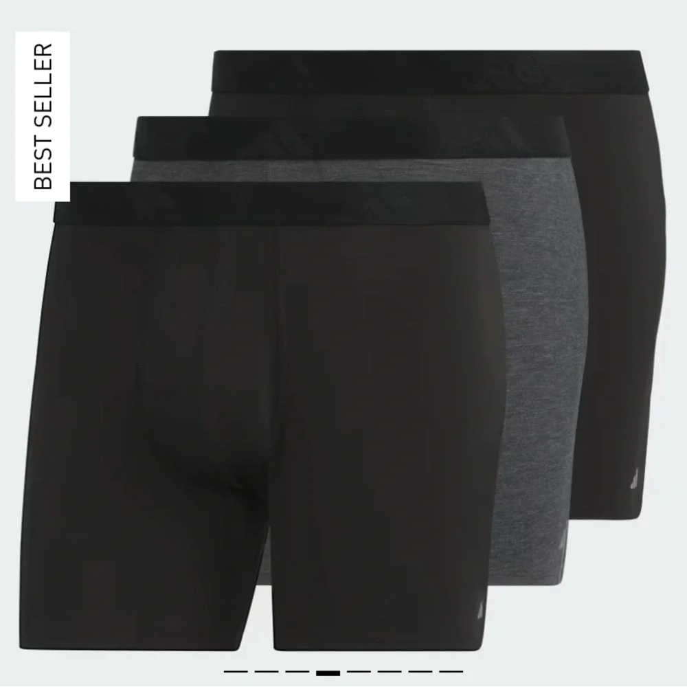 ADIDAS 3-Pack Luxe Comfort Boxer Briefs. Black/Heather‎ Black. Size Large